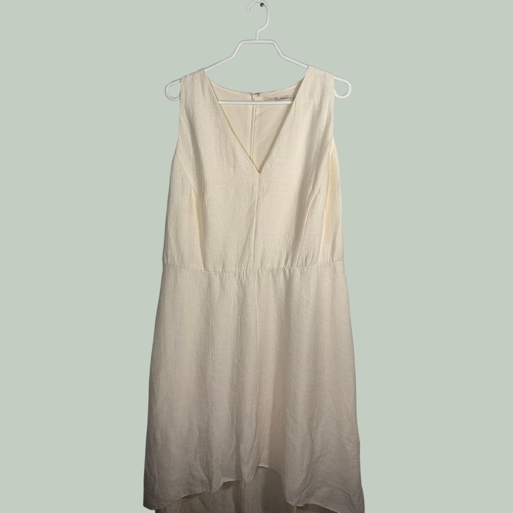 Rachel Rachel Roy Ivory High Low Sleeveless V-Neck Textured Dress Plus Size 16W
